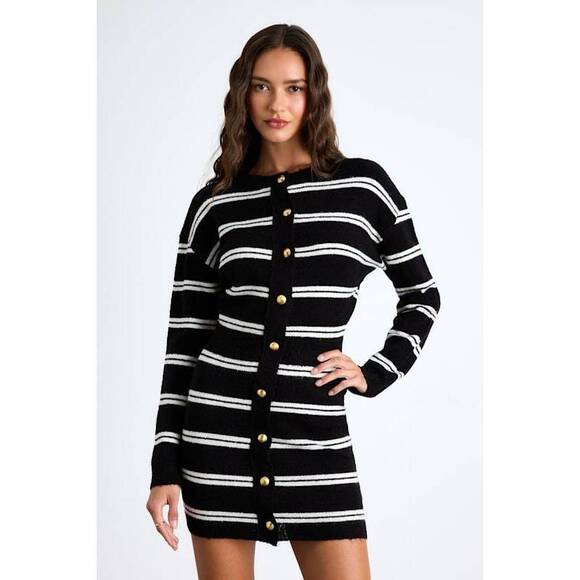 Lulus Dresses & Skirts - Lulus Maudie Black And White Striped Sweater Mini Dress - Size M